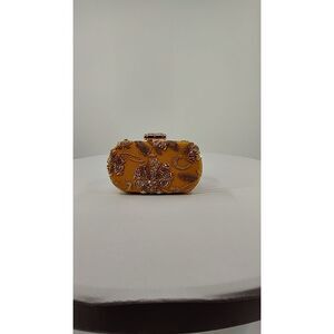 Lulus Women Silvina Golden Yellow Beaded Sequin Floral Box Clutch Bags One Size